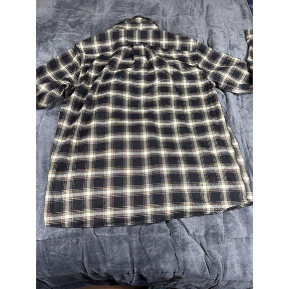 ROWM  Mens Black Plaid Flannel Button Up Size L Skater Grunge‎ - Picture 8 of 9